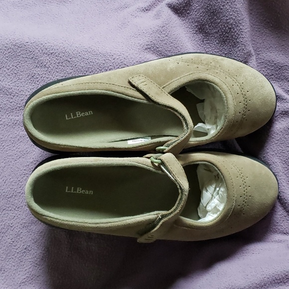 L.L. BEAN Tan Khaki Suede Clog Mocassin Mary Jane Women's 8.5 Medium NWOT - Picture 8 of 8
